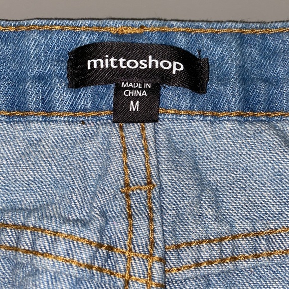MITTOSHOP frayed seam denim mini skirt sz M - Picture 3 of 3